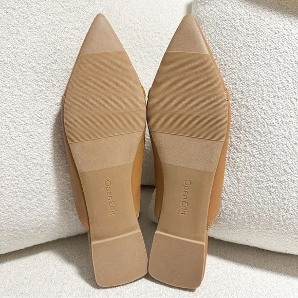 NEW Open Edit Kristina Pointed Toe Mule Flat Pastel camel Tan Mocha Sz 9.5 - Picture 7 of 7